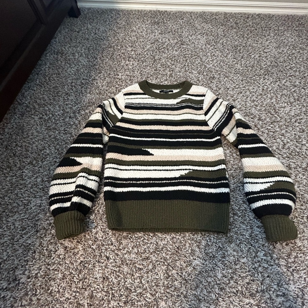 Forever 21 Striped Knit Sweater - Black, White, and Green